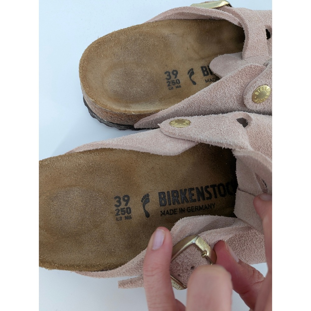 Birkenstock Boston Clogs Women 39 8.5 Rose Pink Suede Leather Slip On Buckle - Picture 7 of 8